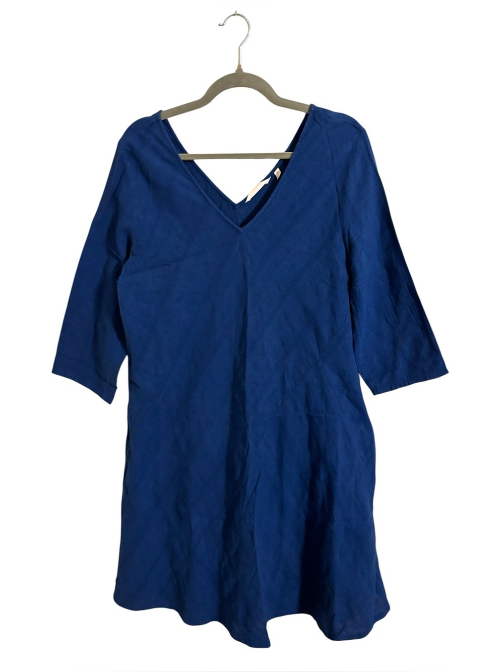 Soft Surroundings‎ Blue V-Neck Linen Cotton Blend Midi Dress XL